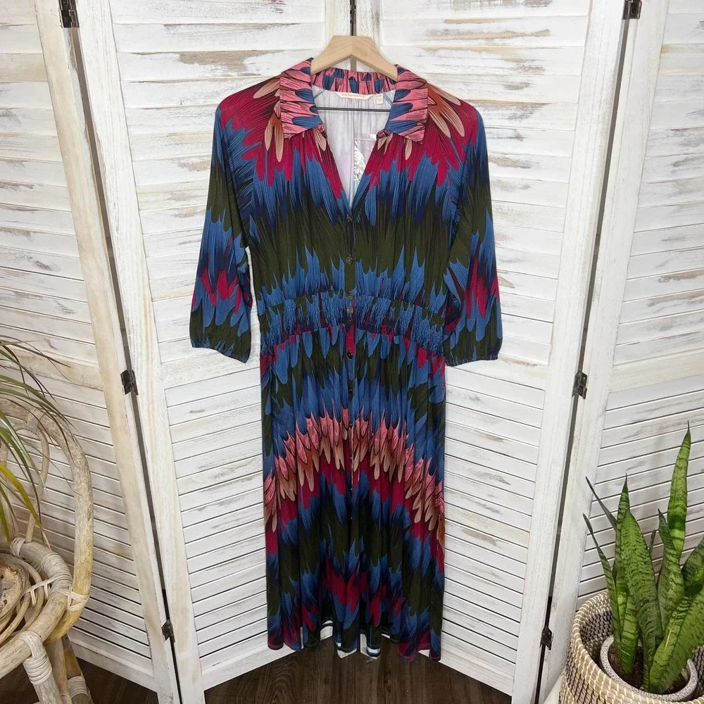 Soft SURROUNDINGS Women's Ancient Isle Shirt Dress Multicolor NEW Medium Petite - Picture 16 of 16